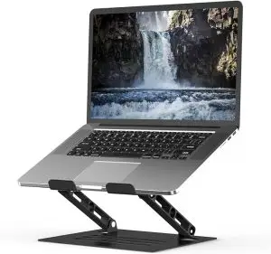 Nayka Adjustable Laptop Stand for Desk, Metal Foldable Laptop Riser, Portable Laptop Holder